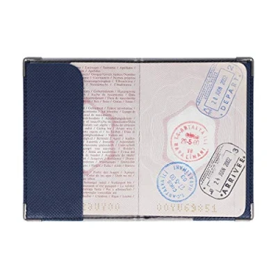 Afbeelding van Color Pop® Paspoortbescherming, RFID bescherming, gemaakt in Frankrijk, van pvc, bescherming persoonlijke gegevens, 13,4 x 9,6 cm, Marineblauw, 0,4 Klassiek