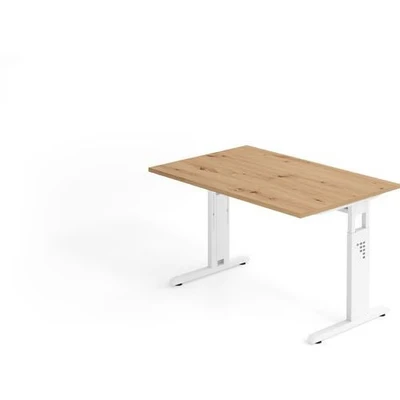 Afbeelding van MEGA 12 W Bureau 120x80 Tafelhoogte I In hoogte verstelbaar Essen Eik/Wit