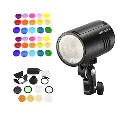 Afbeelding van Godox AD100Pro Pocket Studio portret flitslicht OLED scherm 5800K 1 / 8000s Sync TTL/Multi/M flitser + V 11C kleurenfilter Kit15 2 AK R1 zakflitser accessoires kit