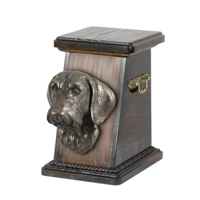 Afbeelding van Elegante urn hond voor teckel as met hondenbuste ter nagedachtenis