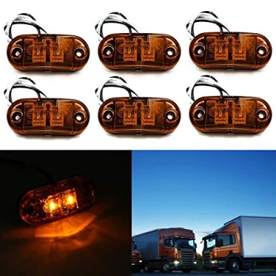 Afbeelding van GOFORJUMP 6 stuks / set met 2 leds voor auto, vrachtwagen, aanhanger, caravan, zijverlichting, 12 V, 24 geel
