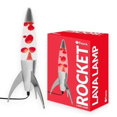 Afbeelding van Rocket Lavalamp Zilver Met Rode Lava