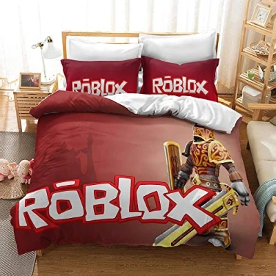 Afbeelding van NICHIYO Roblox Beddengoedset, dekbedovertrek en kussensloop, microvezel, 3D digitale print, driedelige set (dekbedovertrek + kussenslopen) (16, eenpersoonsbed 135 x 200 cm)