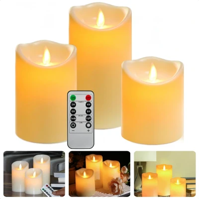 Afbeelding van Cheqo® LED Kaarsen Set Bewegende Vlam Dimbaar en Ivoor Inclusief Afstandsbediening