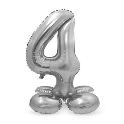Afbeelding van Cijfer Ballon 4 staand zilver 72 cm