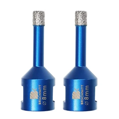 Afbeelding van BRSCHNITT Diamanttegelboor, 8 mm, 2 stuks, vacuümgesoldeerd en boorkroon met schroefdraad M14 voor droog boren van porselein, tegels, graniet, marmer