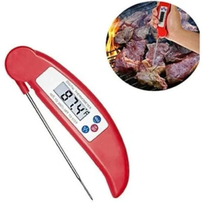 Afbeelding van Voedselthermometer Digitale Kookthermometer Vleesthermometer BQQ thermometer Inklapbare Sonde 50C tot 300C Rood