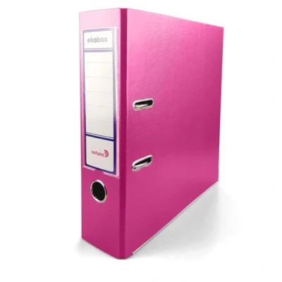 Afbeelding van Netuno Map, aktenmap, roze, 2 ringmap, ecobox, folder, organizer, 8 cm, A4 breed, van karton voor kantoor, rek, mappen, bureau