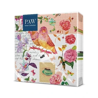 Afbeelding van PAW Decor Collection SDL136800 Papieren Servetten 3laags (33 x 33 cm)20 StuksGedrukt met Inkt op WaterbasisVerjaardag DecoratieTafelversiering Natuur Dieren MotiefFloral Poetry