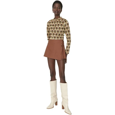 Afbeelding van Trendyol Donkerkaki Geweven Shortrok Met Veters En Oogjes Twoaw21Sr0038.
