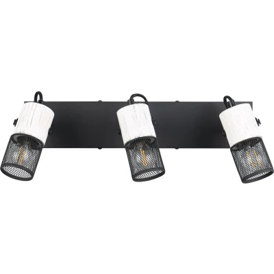 Afbeelding van TRIO TOSH Spot Zwart wit excl. 3x E14 40W Plafondspot Houten elementen in