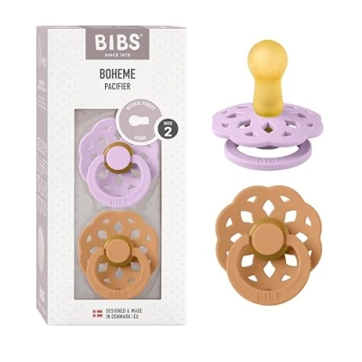 Afbeelding van BIBS® Fopspeen Boheme 6 18 maanden Violet Sky/Pompoen 2 stuks.