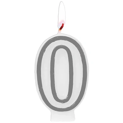 Afbeelding van Folat Kaars cijfer 0 simply chique silver 9 cm