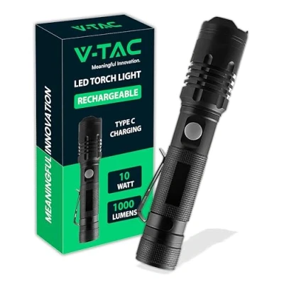 Afbeelding van V TAC VT 9910 Buitenverlichting Zaklamp IP54 Zwart 10 Watt 1000 Lumen