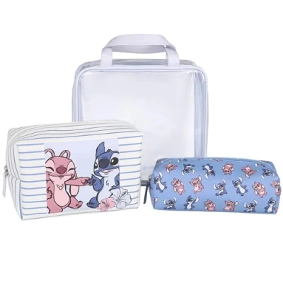Afbeelding van Disney Lilo en Stitch Reisset Cosmetica Tassen in Verschillende Maten, met Rits, 3 st.