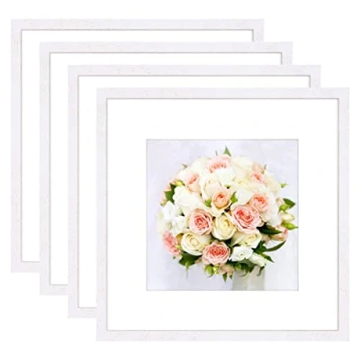 Afbeelding van YEEPHAN Wit 30 x cm fotolijst Display 8 inch (20 20 cm) foto met houder voor 12x12 zonder houder, witte vierkante gemaakt van massief hout plexiglas voorkant wandmontage, 4