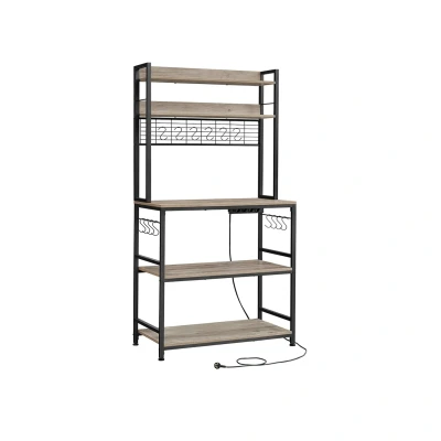 Afbeelding van Keukenplank met Stopcontacten Opbergrek Organizer Efficiënt ruimtegebruik 40cm x 80cm 170cm Bruin Zwart