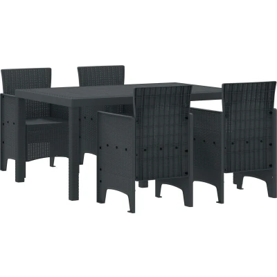 Afbeelding van vidaXL Tuin dinerset 5 pcs Antraciet 150 x 100 73 cm Kunststof