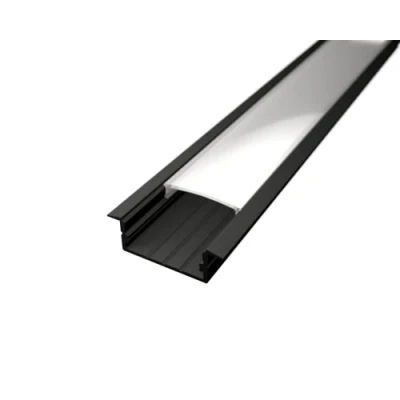 Afbeelding van LED inbouwprofiel WIDE IN 20 aluminium zilver voor strips incl. afdekking helder of melkachtig, tot max. 20mm montage strip (2m profiel zwart + matte afdekking)