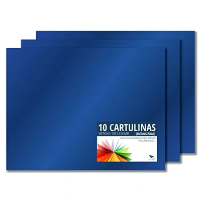 Afbeelding van Raylu Paper® 50 x 65 cm, 10 stuks, 180 g/m², gekleurde dozen ideaal voor knutselwerk, kantoor, tekenen, papyroflex (blauw metallic)
