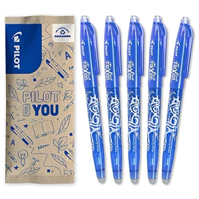 Afbeelding van PILOT 5 Frixion Ball uitwisbare gelinkt navulbare en ergonomische rollerbalpen blauw fijne punt