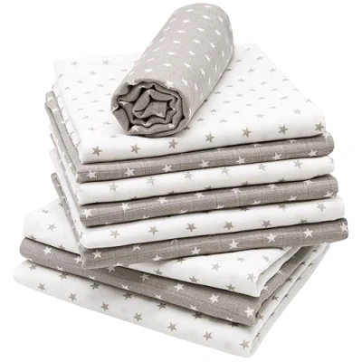 Afbeelding van ZOLLNER set van 10 spuwdoeken sterren 5x grijs wit 80x80 cm zonder geschenkdoosje