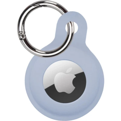 Afbeelding van Hoesje Geschikt voor Apple AirTag Sleutelhanger Hoes Siliconen Grijsblauw