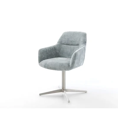 Afbeelding van DELIFE Draaistoel Pejo Flex chenille pastelblauw kruispoot roestvrij staal 360 draaibaar pocketveer kern