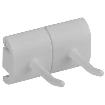 Afbeelding van Vikan Extra Onderdelen voor Ophangsystemen Hygiene Dubbele Haak Hi Flex Ophangsysteem Wit 83mm