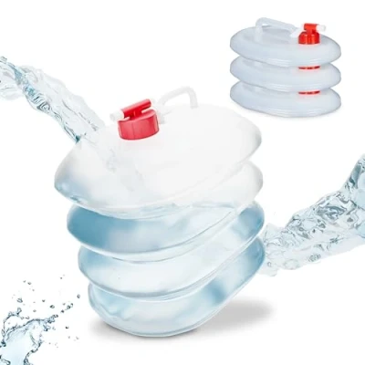 Afbeelding van Relaxdays opvouwbare jerrycans set van 4 watertank camping watercontainer met kraan 5 Liter