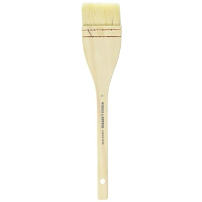Afbeelding van Winsor &amp; Newton Hake brede platte houten handgreep borstel 2½&quot;, wit