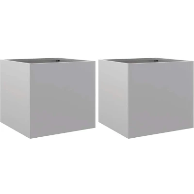 Afbeelding van Plantenbakken 2 st 32x30x29 cm gegalvaniseerd staal zilverkleur