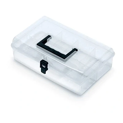 Afbeelding van Kistenberg Sorteerbox/vakjes koffer spijkers/schroeven/kleine spullen 5 vaks kunststof transparant 29 x 20 8.5 cm