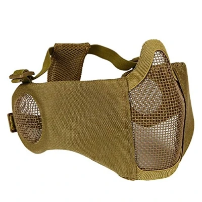 Afbeelding van AOUTACC Airsoft masker van mesh met gehoorbescherming voor CS/Hunting/Paintball/Shooting TAN