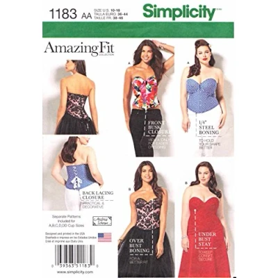 Afbeelding van Simplicity Naaipatroon 1183: Misses&#039; en Plus korsetten, maat: AA (10 12 14 16 18), papier, wit