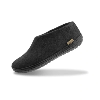 Afbeelding van Glerups Warme Vilten Pantoffel Zwart Rubber Zool ar 02 46