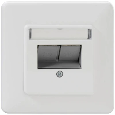 Afbeelding van Rutenbeck UM Cat.6A#139112071 Netwerkdoos Inbouw (in muur) Inzet met centraalstuk en frame Wit