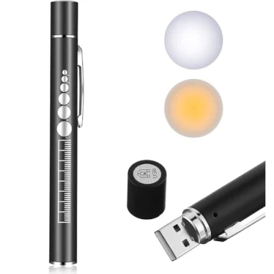 Afbeelding van Uadme Diagnostisch penlicht, oplaadbare medische led zaklamp, USB oplaadbaar, noodzaklamp, met leerlingenmeter en clip voor verpleegkundigen artsen