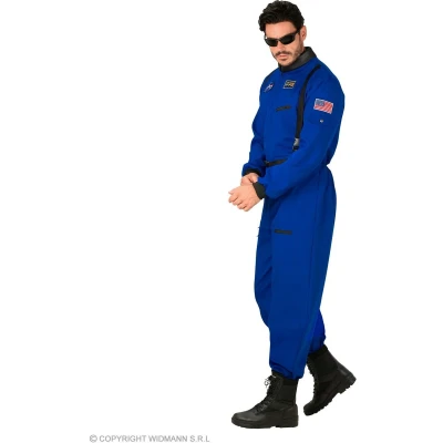 Afbeelding van Widmann Science Fiction &amp; Space Kostuum Amerikaanse Astronaut Neil Strongarm Man Blauw Large Carnavalskleding Verkleedkleding