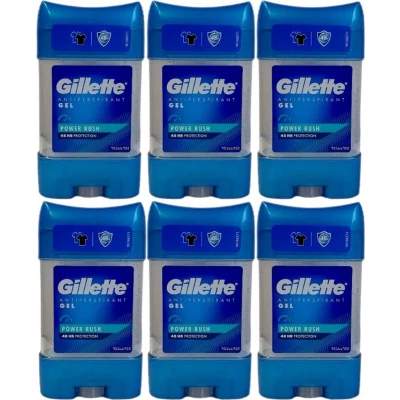 Afbeelding van Gillette Power Rush Anti transpirant Deodorant Clear Gel Stick 6x70ml voordeelverpakking