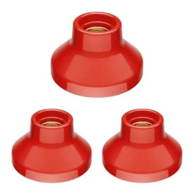 Afbeelding van ledscom.de 3 stuks plafondlamp/lamphouder ELEKTRA, porselein, rood glanzend, 1x E27 max. 300W