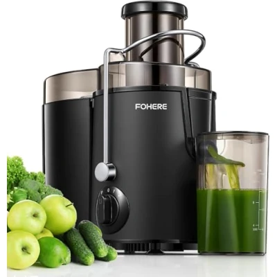 Afbeelding van FOHERE Sapcentrifuge voor groenten en fruit in roestvrij staal, 400 W centrifugaal, sapcentrifuge, 65 mm vulopening 3 snelheden, anti druppelfunctie oververhittingsbeveiliging, inclusief