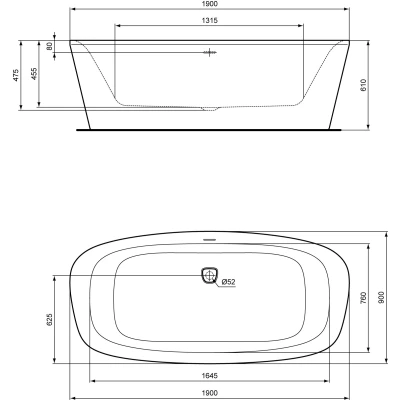 Afbeelding van Ideal standard dea vrijstaand duobad 190x90cm wit e306801