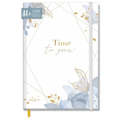 Afbeelding van paper&amp;you® notitieboek gelinieerd A4+ met elastiek [Time to Grow] 156 pagina&#039;s, 78 vellen notitieboek, bullet journal, schetsboek, dagboek duurzaam &amp; klimaatneutraal