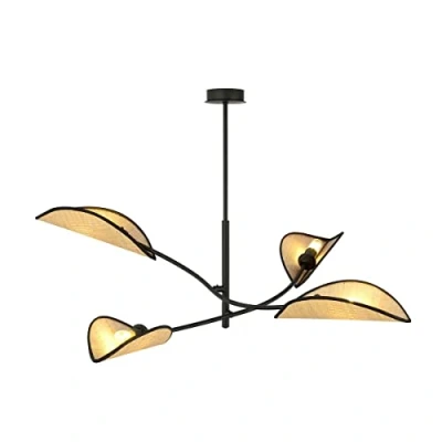 Afbeelding van Emibig Hanglamp Lotus 4 Zwart/Rotan Ø 102 cm