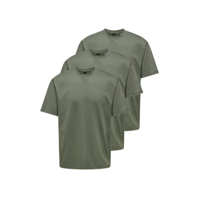 Afbeelding van Only &amp; Sons 3ER PACK FRED Tshirt basic, Heren, Maat: XXL, Castor gray