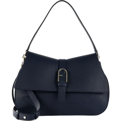 Afbeelding van FURLA Leren Schoudertas Handtas Flow Top Handle Mediterraneo Donkerblauw