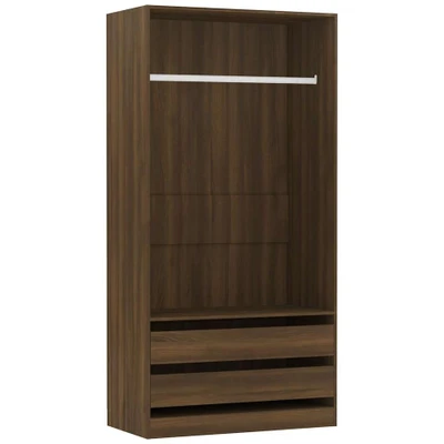 Afbeelding van Kledingkast 100X50X200 Cm Bewerkt Hout Hoogglans Wit Bruineiken