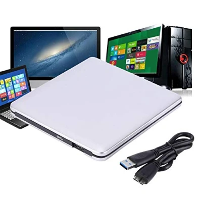 Afbeelding van USB 3.0 extern dvd station, dvd/cd rw brander, slank, draagbaar, mobiele cd optische drive voor netbook, laptop, desktop (zilver)
