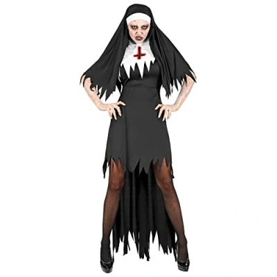 Afbeelding van &quot;HORROR NUN&quot; (jurk met overrok, hoofdstuk) (S)